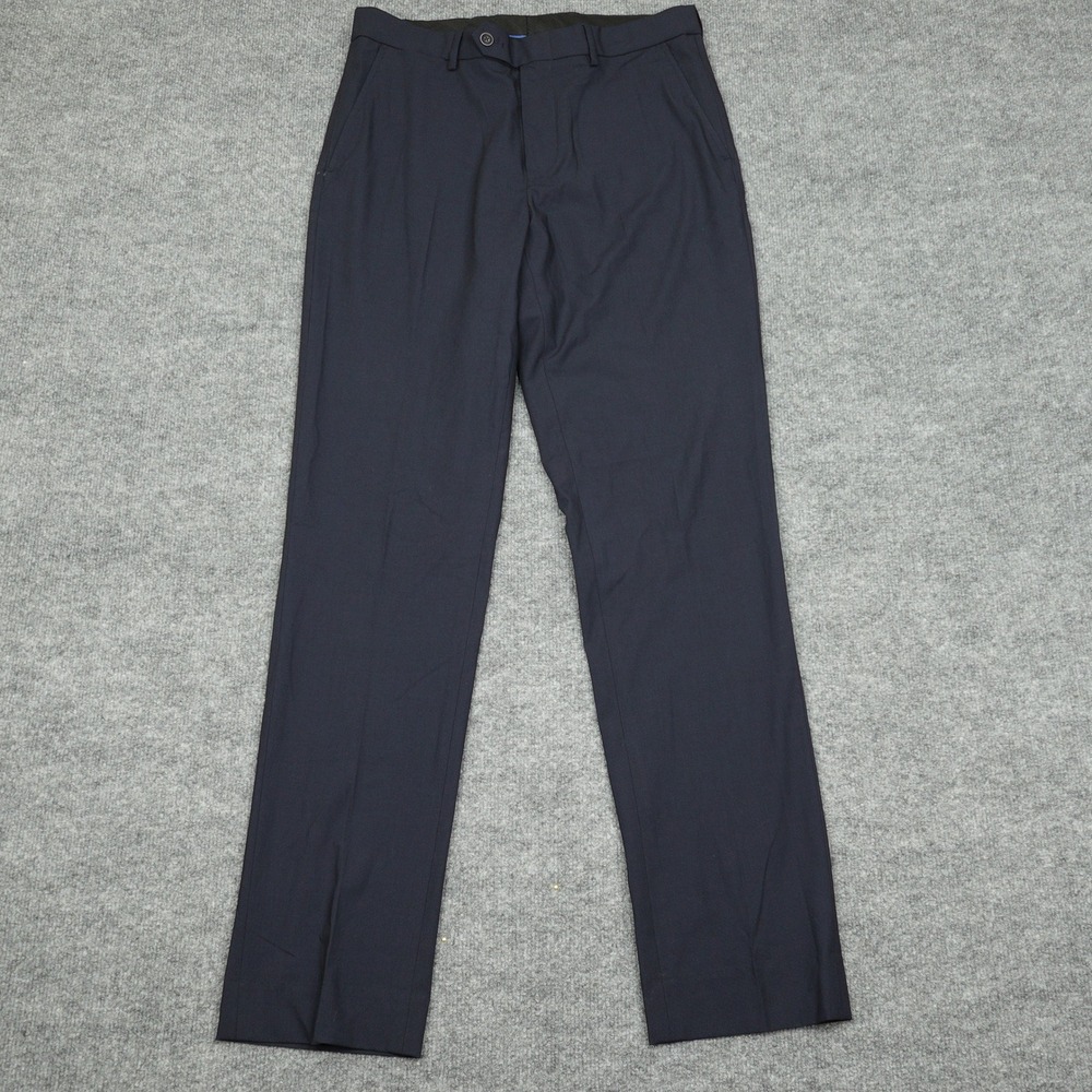 Vince Camuto Pants Mens 34x32 Navy Blue Stretch Dress Trousers Flat Front